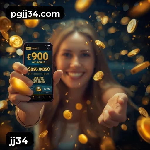 Painel de interface da jj34 com menus, categorias de jogos e acesso ao perfil